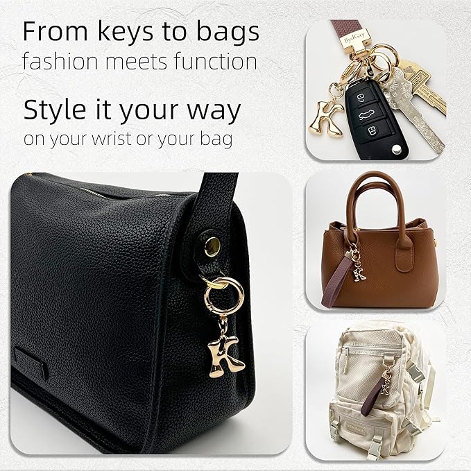 Stretchy Wristlet Initial Keychain, Key Chains Women Cute with Keyring, Llaveros para Mujer, Car Key Accessories