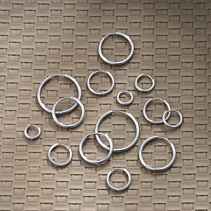 Eaciy 7 Pairs Gold Hoop Earrings for Women - 18K Gold Plated Hoop Earrings Set Lightweight Minimalist Small Hoops Hypoallergenic Thick Lightweight Earring for Women Jewelry Gifts