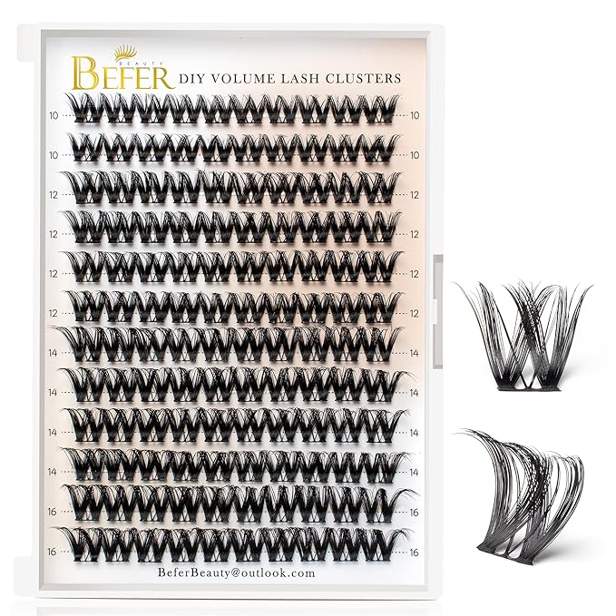 BEFER Eyelash Clusters, 120 Pcs D Curl Volume Individual Lashes Extensions Eyelash Clusters 10-16MM Wispy Lashes DIY At Home(Seraphic,FD43)