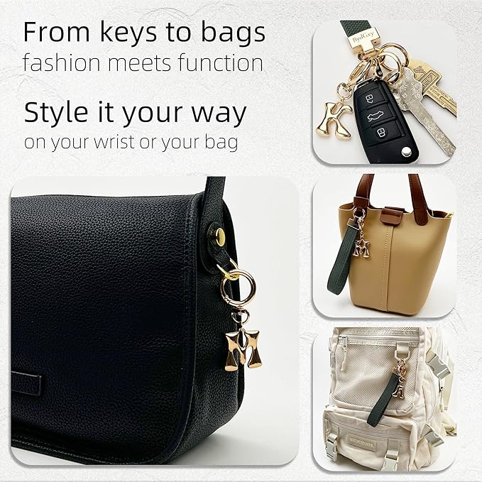 Stretchy Wristlet Initial Keychain, Key Chains Women Cute with Keyring, Llaveros para Mujer, Car Key Accessories