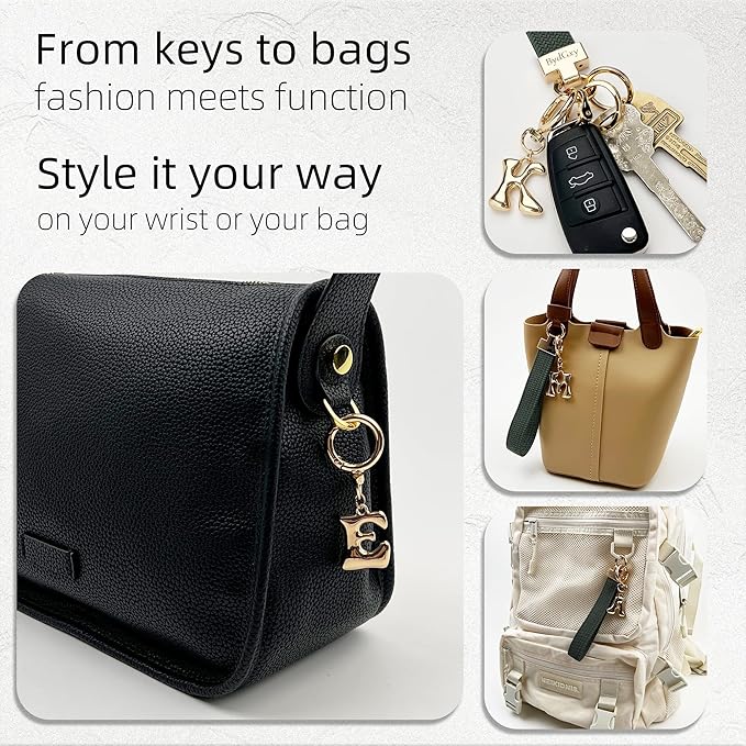 Stretchy Wristlet Initial Keychain, Key Chains Women Cute with Keyring, Llaveros para Mujer, Car Key Accessories