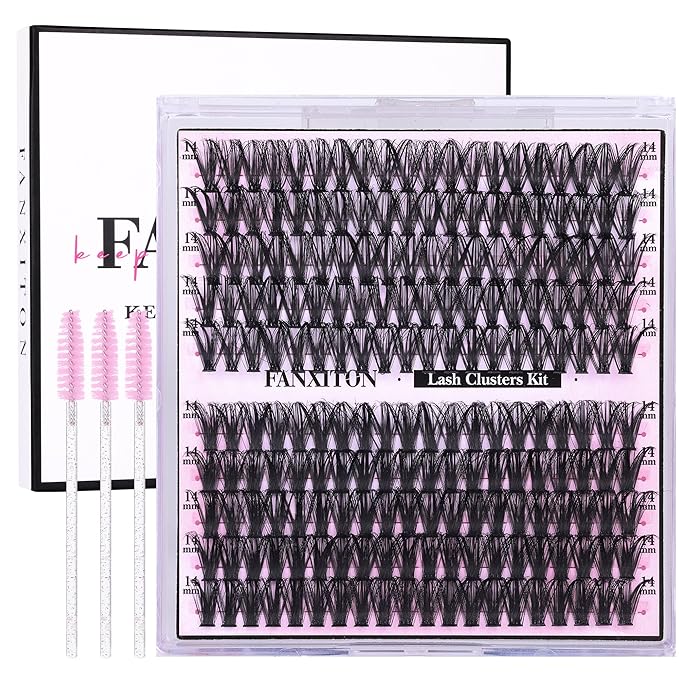 DIY Lash Extension Kit Natural Look Wispy Lash Clusters D Curl 40D+50D 14MM Eyelash Extension Kit Individual Lashes Lash Cluster Kit For Beginners (No Glue)