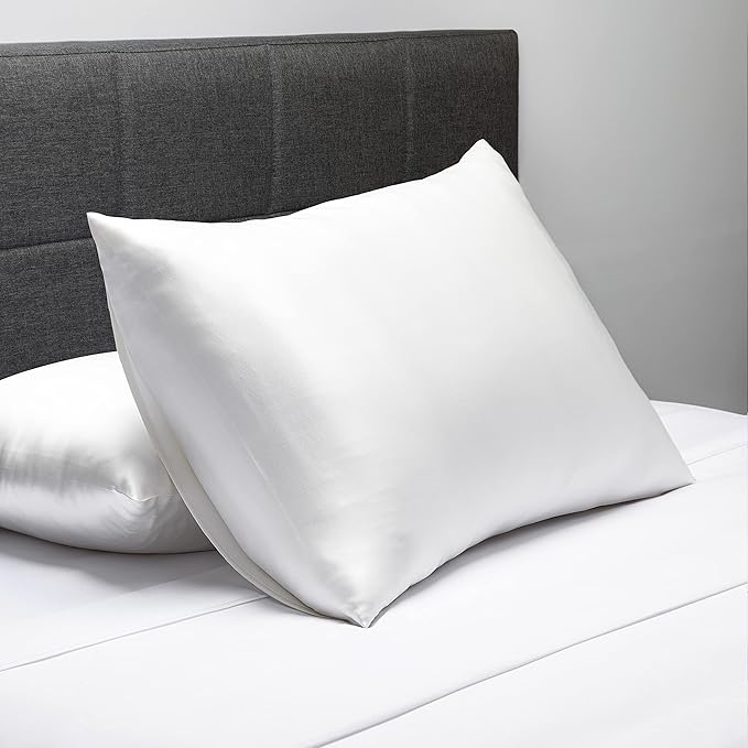 Fishers Finery 30mm 100% Pure Mulberry Silk Pillowcase, Quality Tested (White, Standard)