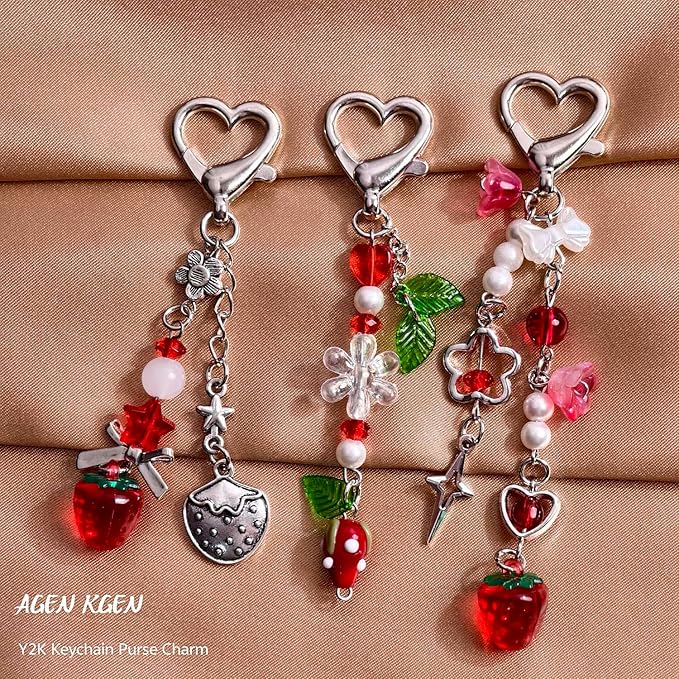 Novelty keychains Aesthetic Y2K Keychain Charms Stylish Keychains Accessories for Women Bag Purse Gifts