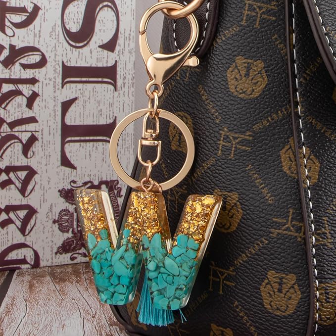 Suweibuke Cute Pink Key Chains for Women Girls, Initial Letter Keychains with Tassel, Charms for Key Purse Handbags Backpacks
