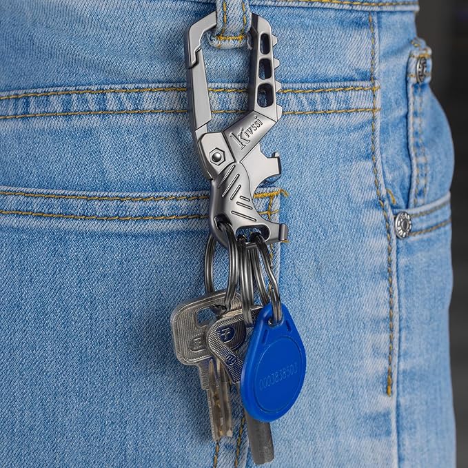 Heavy duty metal keychains, Carabiner clip Car key chains,Fashion family keychain bottle opener and 3 Key Rings suitable for men and women.(Black+Gold)