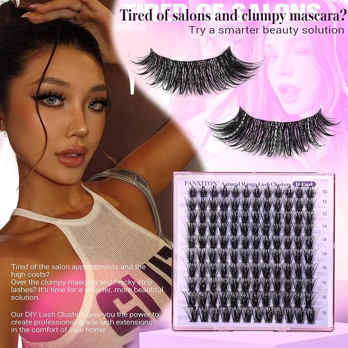 Manga Lash Clusters With Spikes DIY Cluster Eyelash Extensions 10-18mm Soft Thin Band Individual Lashes Natural Wispy Lash Clusters by FANXITON