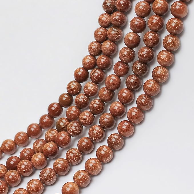 MJDCB AAA Natural Gold Sand Gemstone Loose Round Beads Spacer Beads for Jewelry Making (6mm)
