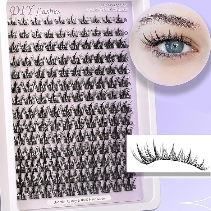 Himirell Lash Clusters Wispy Eyelash Cluster Eyelash Extensions Clusters Lashes Extension Natural Look Eyelashes Fairy Lash Clusters Manga Individual Lashes for Self Application (8-16MM)