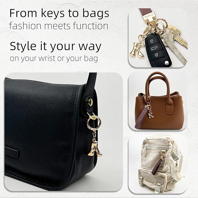 Stretchy Wristlet Initial Keychain, Key Chains Women Cute with Keyring, Llaveros para Mujer, Car Key Accessories