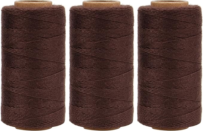 Lusecarl Polyester Thread 110 Yards Each Spool for Hair Extensions 3 Rolls Hair Weave Sewing Threads for Hand Sewing, Hair Extensions, Making Wigs DIY (3 Thread, Brown)