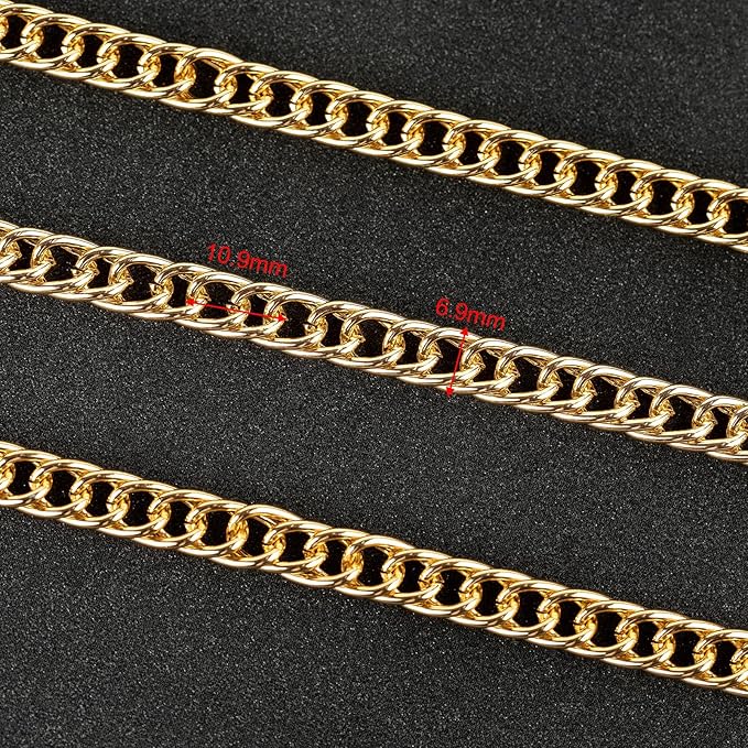 UMAOKANG 33 Feet Gold Plated Aluminum Jewelry Chains Bulk Double Curb Link Chain Roll with Jump Rings and Lobster Clasps Handmade Jewelry Craft Chain Spool