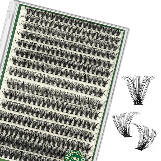 Lash Clusters 280Pcs Eyelash Clusters KEYYOU 60D D Curl 9-18MIX Clusters Lashes Thick Super Soft Wispy DIY Eyelash Extension at Home(60D-D,9-18MIX)