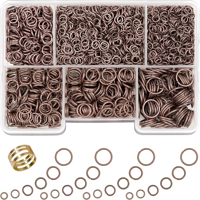 Red Copper Jump Rings for Jewelry Making 6 Sizes with Open/Close Tools 1400 Pcs Stainless Steel Jump Rings for Necklace Bracelet Repair Keychains Jewelry Making Supplies(Red Copper)