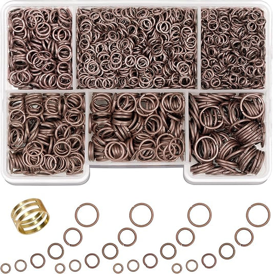 Red Copper Jump Rings for Jewelry Making 6 Sizes with Open/Close Tools 1400 Pcs Stainless Steel Jump Rings for Necklace Bracelet Repair Keychains Jewelry Making Supplies(Red Copper)