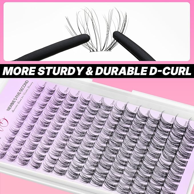 VEYESBEAUTY Aliva Cluster Lashes Kit Individual Lash Extensions Newbie's Five-Second DIY Dramatic Volume Eyelash Wispy Faux Mink Lash Mixed Length Tray with Bond & Seal, Applicator at Home