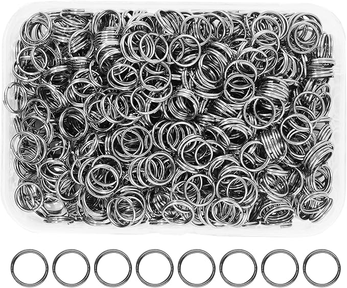 Mandala Crafts 8mm Gunmetal Double Jump Rings for Jewelry Making - 670 Pcs Small Split Key Rings Set for Crafts, DIY Keychains, and Accessories