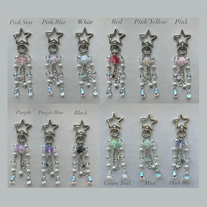 Agromusk Jellyfish Keychain,Cute Y2K Car Keychains for Women Girls Jellyfish Bag Charms Purse Accessories Star Jelly Decor