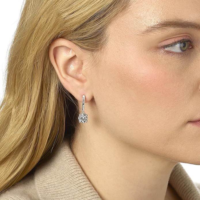 1/2 to 4 Carat Lab Grown Diamond Huggie Hoop Earrings for Women I 14k Gold Earrings (G-H, VS1-VS2, 0.50 to 4.00 cttw) Dangling Drop I Brilliant Cut Diamond Hoops by Carbon Atelier