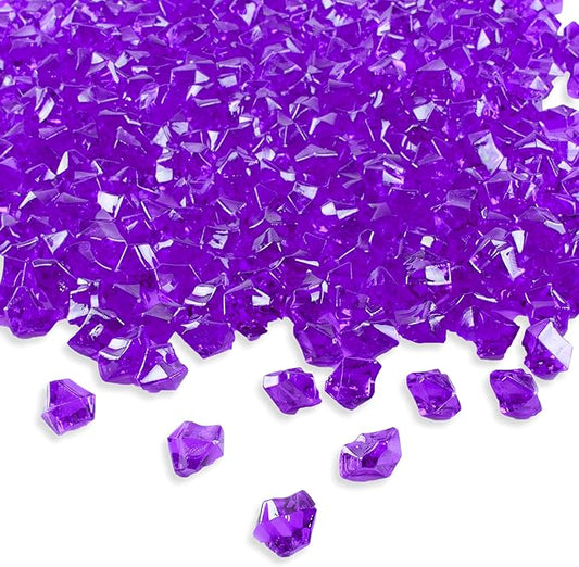 Super Z Outlet 120 Pack Acrylic Color Ice Rock Crystals Treasure Gems for Table Scatters, Home Vase Fillers, Event, Wedding, Arts & Crafts, Birthday Decoration Favor (1" Inch)(Purple)