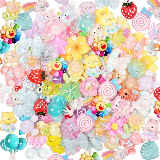 70 Pcs Resin Charms Slime Charms Embellishments Bulk Mixed Ornament Decorations Accessories