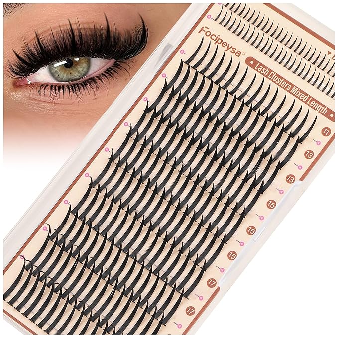 Focipeysa Spike Clusters Eyelashes with Bottom Lashes 11-21mm Clusters Lash Extensions Manga Premade Fan Eyelashes Extensions Wispy Eyelashes Extension Cluster Get Salon Effect