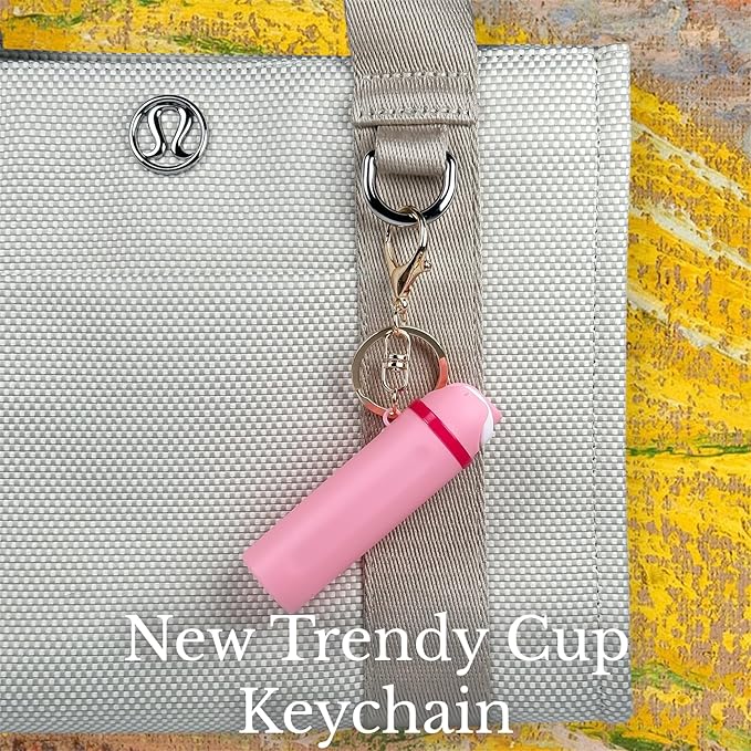 Mini Trendy Bottle Keychain Accessories Compatible with Owala Water Cute Tumbler Cup Chapstick Lip Balm Holder Charms