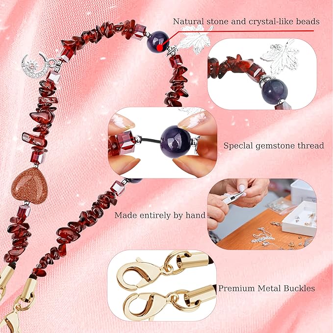 Marble Beaded Phone Wrist Strap,Detachable Phone Bracelet Strap with Tether Tab,Hands-Free Wristlet Strap (wine red)