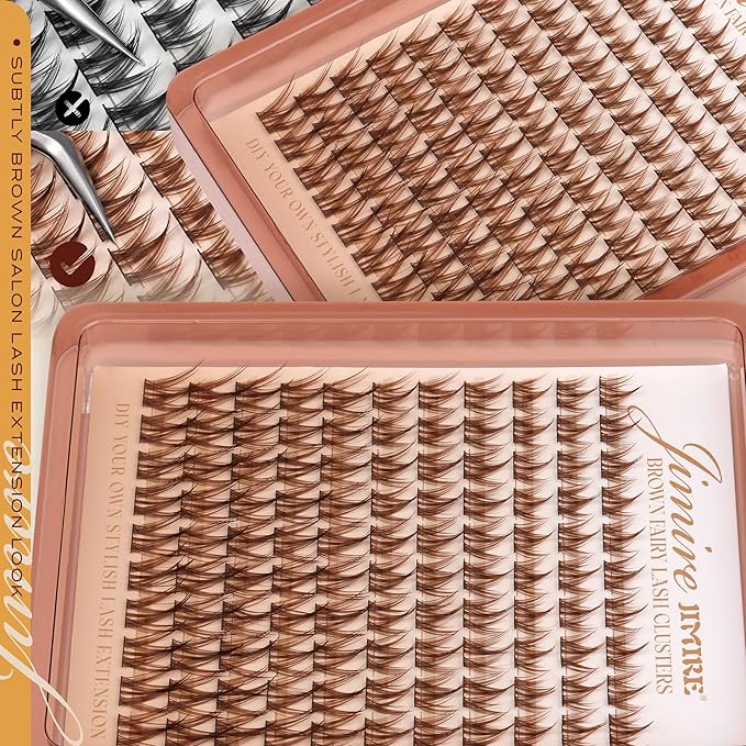 Anime Cluster Lashes Brown Lash Clusters Manga Eyelash Clusters Natural Dark Brown Individual Lashes 10-16MM Fairy Cluster Eyelash Extensions 110Pcs DIY Spiky Cluster Lashes at Home by JIMIRE
