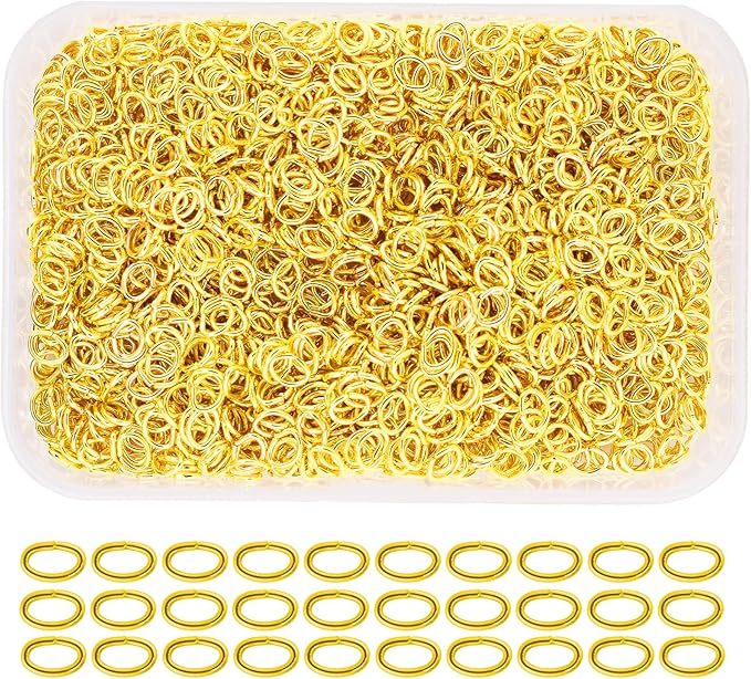 Mandala Crafts 7X5mm Gold Oval Jump Rings Jewelry Findings Metal O Rings for Jewelry Making Supplies - 1100 Small Open Jump Rings Kit for Necklace Earring