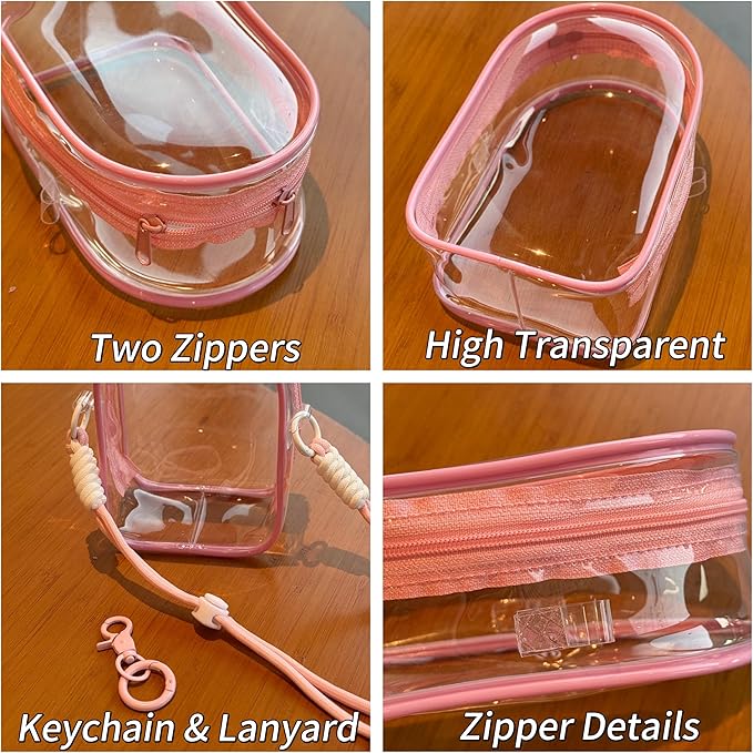 Clear Figure Display Bag with Keychain and Lanyard, Protective Doll Case, 18.5cm/7.28in Crossbody Doll Storage Bag