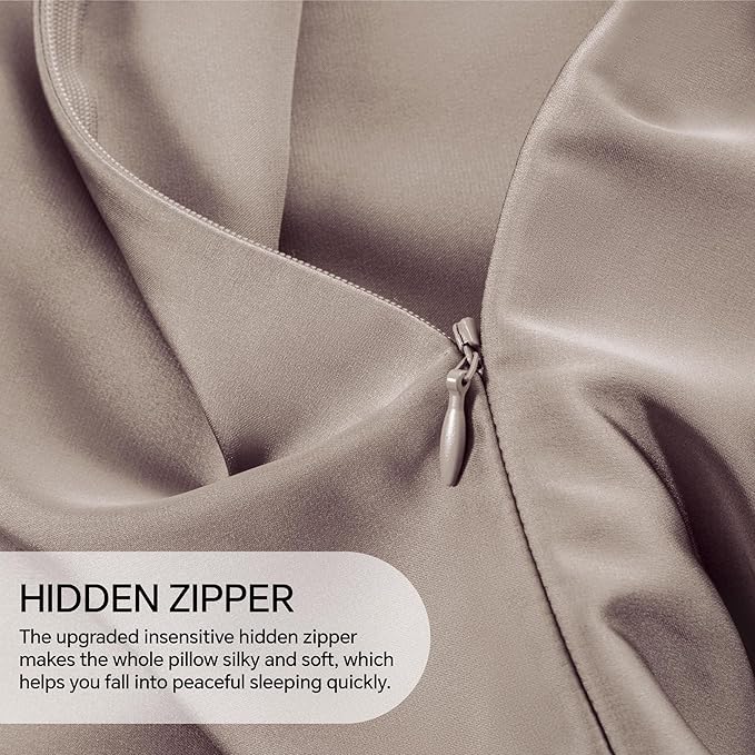 INFIIXSO Mulberry Silk Pillowcase for Hair and Skin, Silk Pillow Cases Standard Size with Hidden Zipper 20x26 Inches, Ultra Smooth and Soft Cooling Pillow Cases for Hot Sleepers(Caramel, 1 Pack)