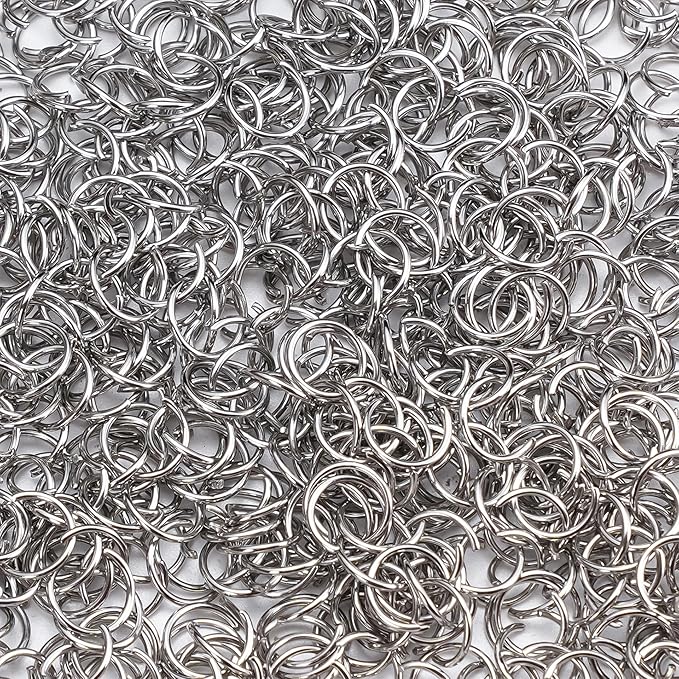 1000Pcs 10mm Stainless Steel Open Jump Rings 18 Gauge Thick Metal O Rings Single Loop Connectors for Jewelry Necklaces Bracelet Earrings Keychains Chainmail DIY Making