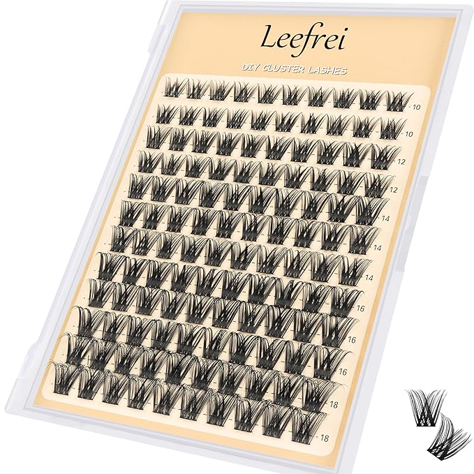 Leefrei Eyelash Clusters 10-18mm Wispy Lash Clusters D Curl DIY Cluster Lash Extension Kit Individual Lashes Kit With Bond & Seal, Glue Remover, Tweezers(LF01 Lashes Set)