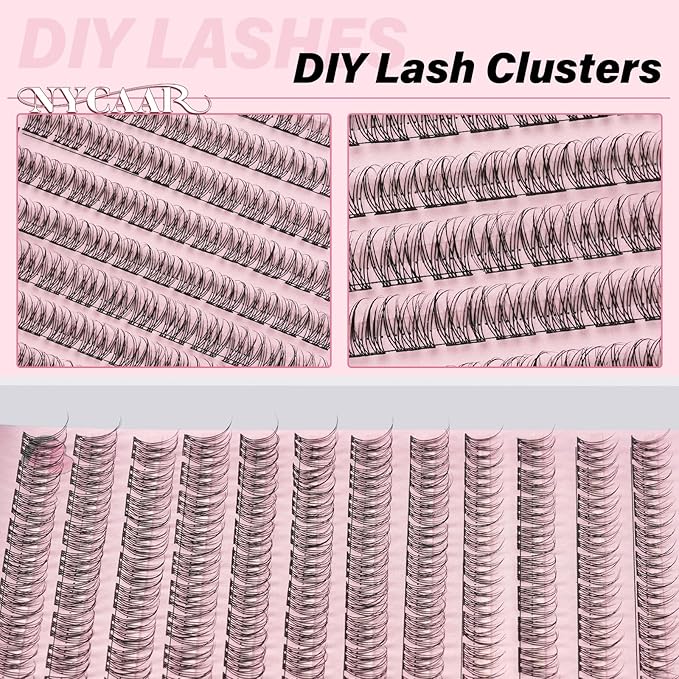 NYCAAR Eyelash Clusters Natural Lashes Clusters D Curl Cluster Eyelash Extensions 144pcs False Eyelashes 10-12mix Fluffy Fake Lashes with Soft Thin Band Ultra-Light Individual Lash（NY05）