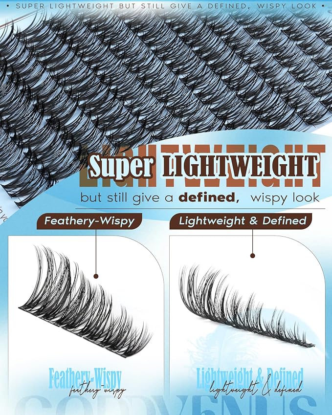Goddvenus Wispy Lash Clusters Kit Natural Eyelashes Clusters CC Curl Cluster Eyelash Extensions Lightweight Individual Lashes DIY Lash Extension Kit 10-18mm False Eyelashes