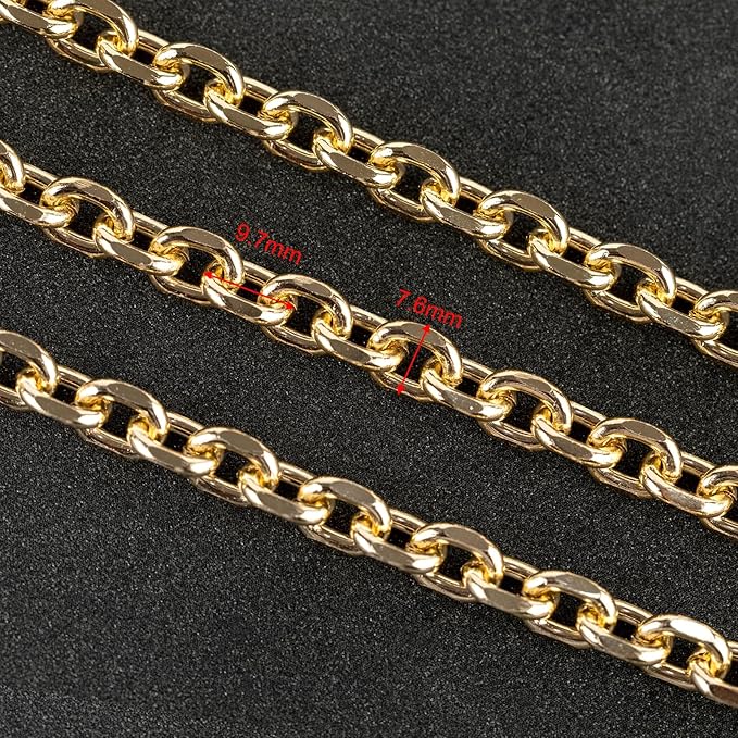 UMAOKANG 16.4 Feet Gold Plated Cable Chains Bulk Lightweight Aluminum Chain for Jewelry Making Diamond Cut Cable Link Chain Necklace Bracelet DIY for Women and Men