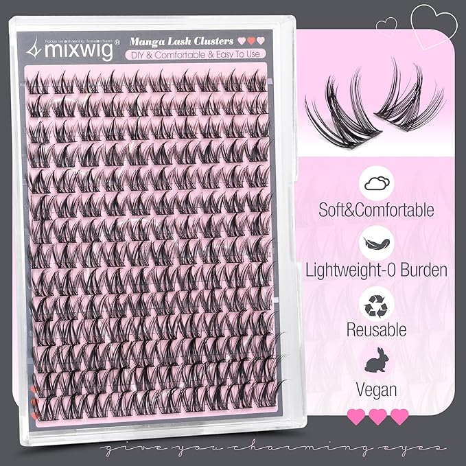 Manga Lash Clusters with Spikes Anime Eyelash Clusters Natural Cluster Eyelash Extensions Wispy Cluster Lashes Fairy Individual Lashes CD Curly 10-16MM DIY Lash Extension by Lvmixwig