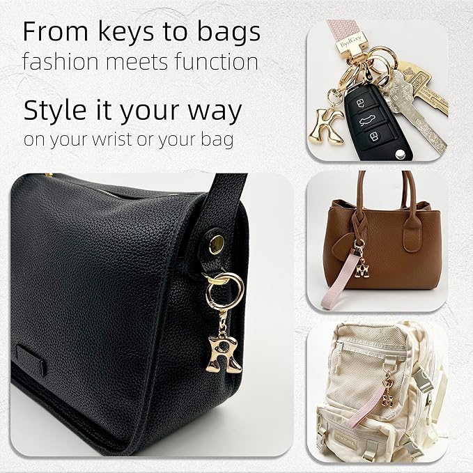 Stretchy Wristlet Initial Keychain, Key Chains Women Cute with Keyring, Llaveros para Mujer, Car Key Accessories