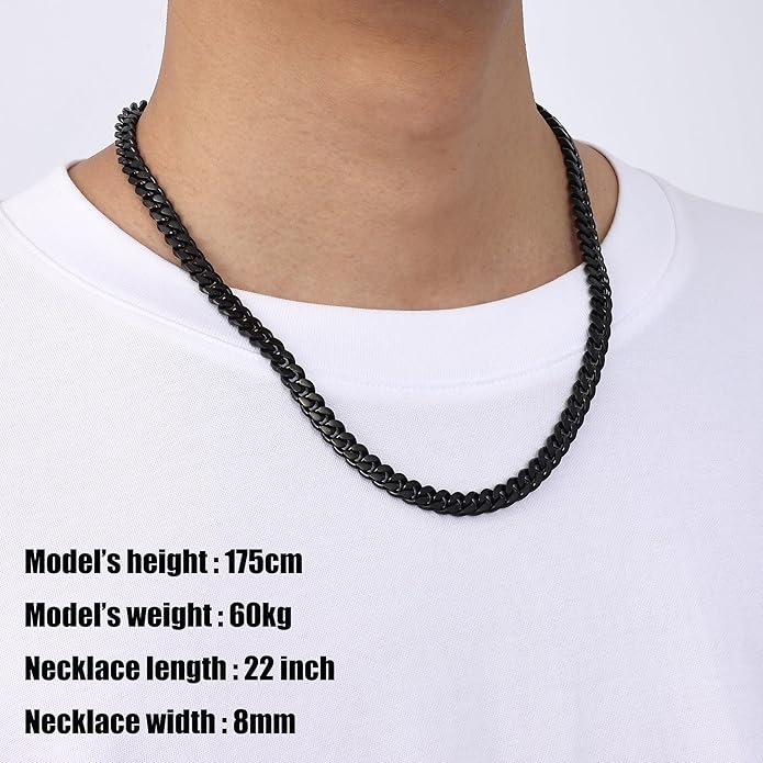 Fiusem 3.5mm Cuban Link Chains for Men, Silver Tone/Black/14K Gold Plated Stainless Steel Necklace Chain, Mens Necklace 16, 18, 20, 22, 24, 26, 28 Inch