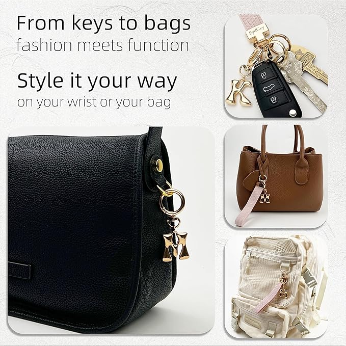 Stretchy Wristlet Initial Keychain, Key Chains Women Cute with Keyring, Llaveros para Mujer, Car Key Accessories