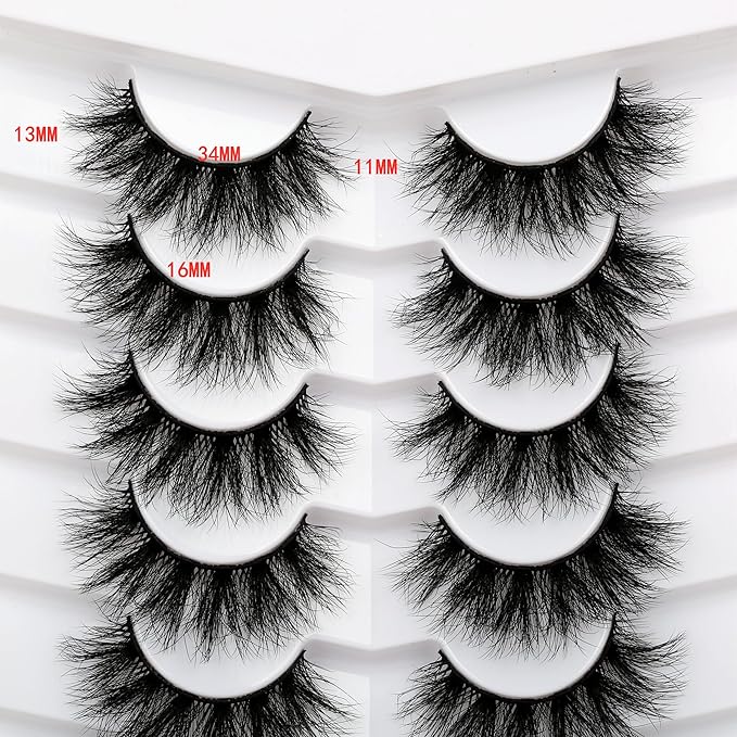 Pooplunch False Eyelashes Doe Eye Lashes Fluffy Volume 16MM Silky Long Sexy Natural 8D Faux Mink Fake Eyelash Strips 7 Pairs Pack