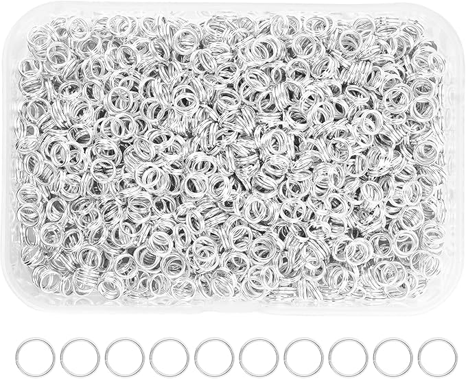 Mandala Crafts 5mm Silver Colored Double Jump Rings for Jewelry Making - 1500 Pcs Small Split Key Rings Set for Crafts, DIY Keychains, and Accessories