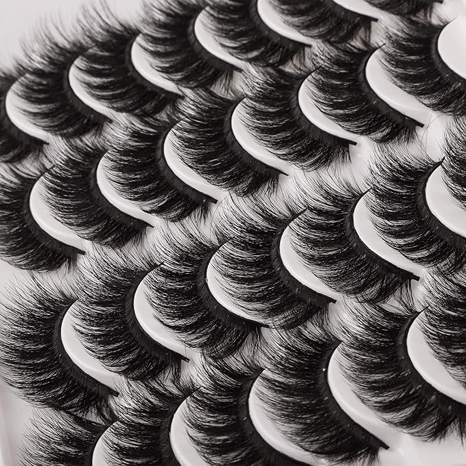 JIMIRE False Eyelashes Mink Fluffy Volume Lashes 3D Wispy Long Fake Eyelashes 14 Pairs Pack