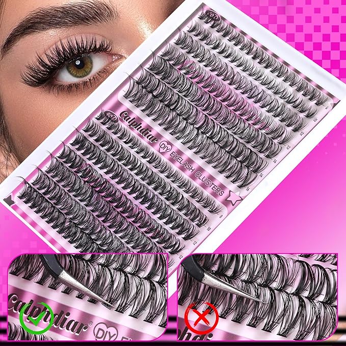Calphdiar Natural Lash Clusters 30D+40D Eyelash Clusters 8-16mm Cluster Eyelash Extensions Wispy Lashes Clusters 240Pcs Individual Lashes DIY Lash Extension for Beginners