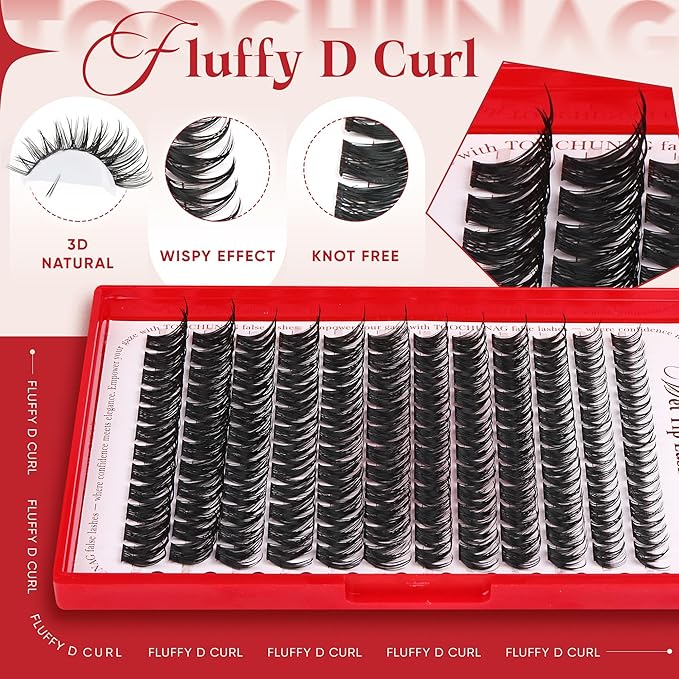 TOOCHUNAG Eyelash Clusters Wispy Cluster Eyelash Extensions 144pcs Volume Lash Clusters 10-16mm Individual Lashes Natural Eyelashes Clusters WideSpan DIY Lash Extension at Home