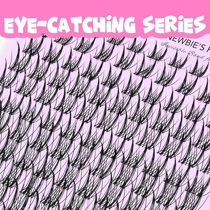 VEYESBEAUTY Lash Clusters Kit Eyelash Extensions Thin & Invisible Band DIY Individual False Eyelashes Newbie's Five-Second Series Lash Tray for Self-application, Sylph Lashes 8-18mm Mixed Length