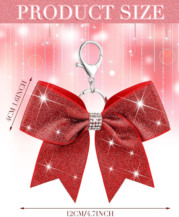 Tondiamo Cheer Bow Keychain Cheer Keychain with Rhinestones Cheerleader Keyrings for Teen Cheerleading Sports Accessory
