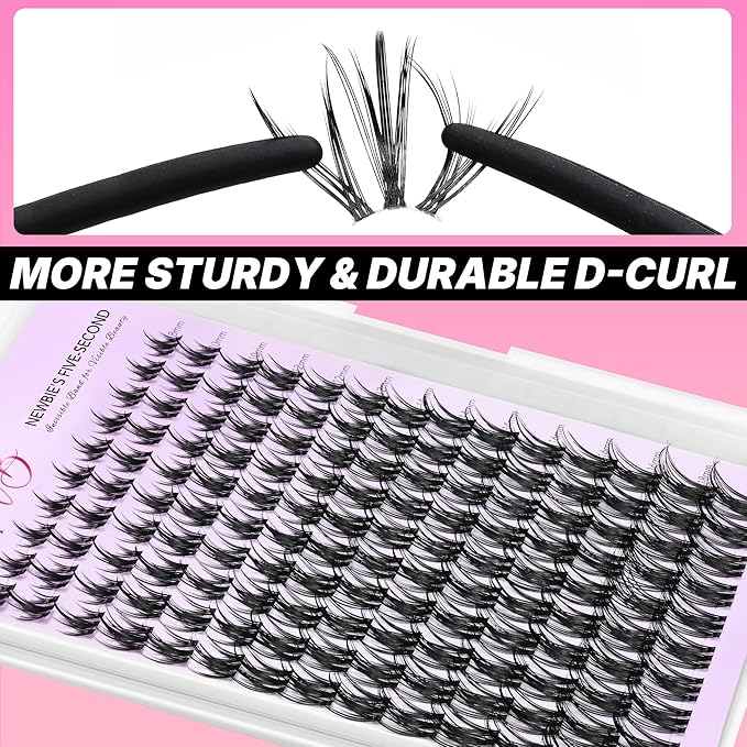 VEYESBEAUTY Lash Clusters Eyelash Extensions Thin & Invisible Band DIY Individual False Eyelashes Newbie's Five-Second Series Wispy Lash Tray for Self-application, Camellia Lashes 8-18mm Mixed Length