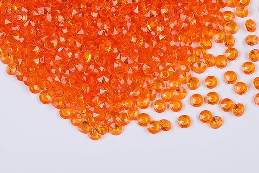 1000pcs/ Pack Wedding Table Acrylic Diamond Scatter Crystals Confetti Acrylic Gems Vase Fillers Rhinestones for Wedding, Bridal Shower, Vase Beads Decorations (10mm, Orange)